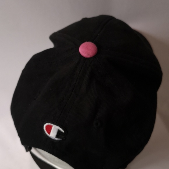 Women's Champion Baseball Hat, Adjustable Strap, Embroidery Logo Pink Underside - Picture 3 of 6